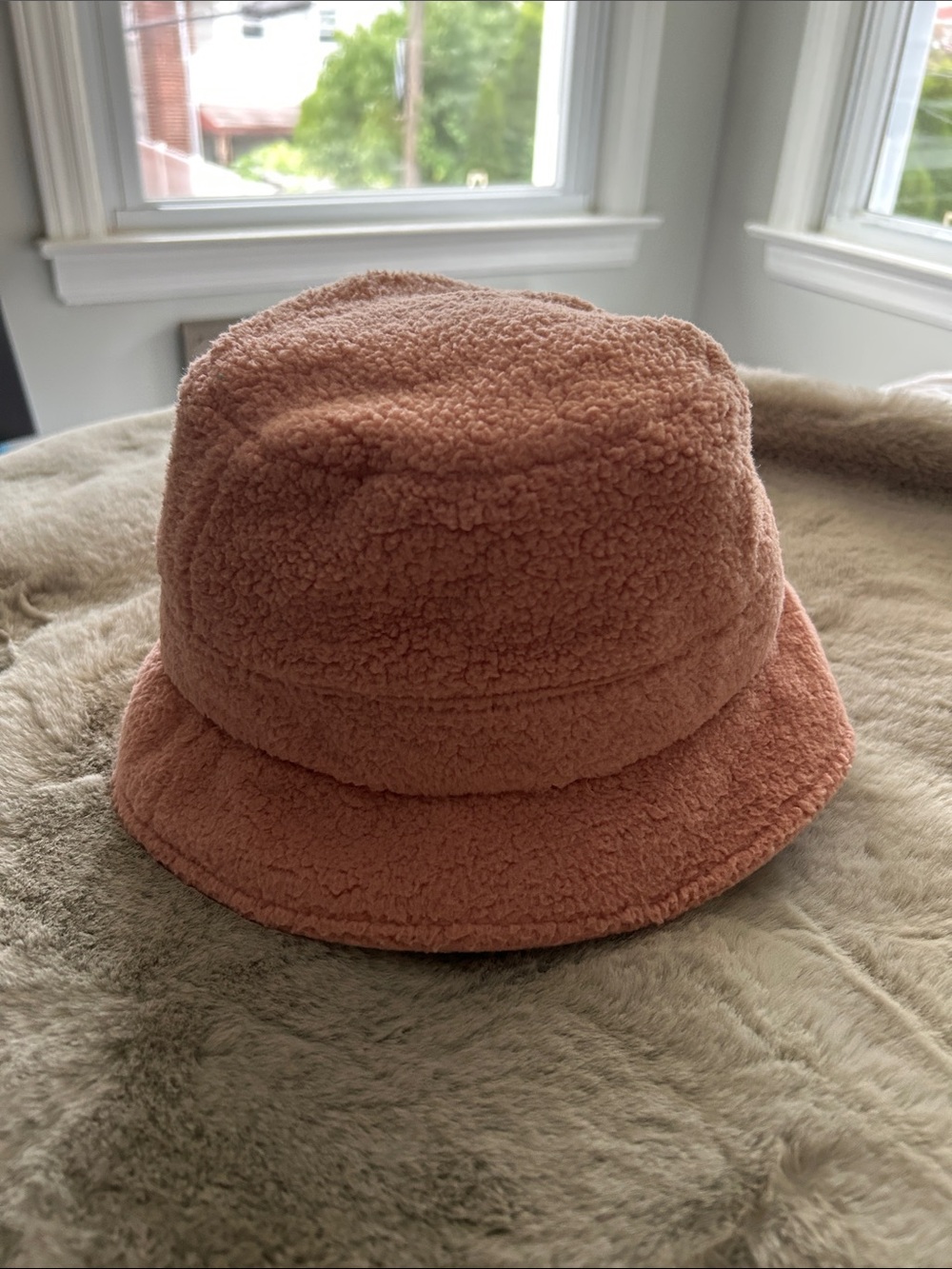 Kids Plush Bucket Hat - Peach Pink